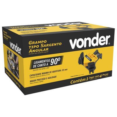 Grampos tipo sargento angular jogo com 4 peças VONDER