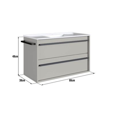 Gabinete Suspenso 80cm com Lavatório 1 Porta 1 Gaveta Arenas acompanha 1 Toalheiro BH8030ACUBA