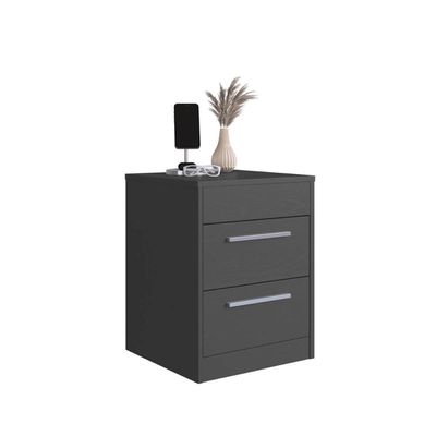 Mesa de Cabeceira com Compartimento Oculto 2 Gavetas Grafite MDP Lock Art In Móveis