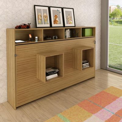 Cama Articulada Horizontal 94,5x195,8x121,6cm Solteiro Nichos Amêndoa CM8020 Tecnomobili