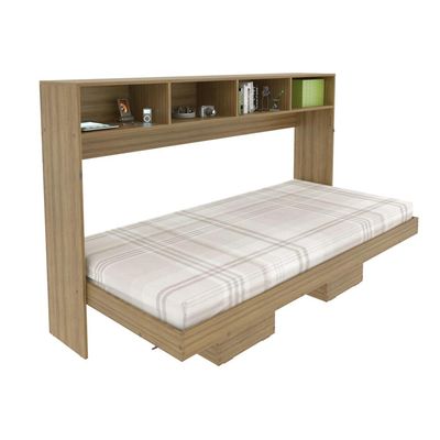 Cama Articulada Horizontal 94,5x195,8x121,6cm Solteiro Nichos Amêndoa CM8020 Tecnomobili