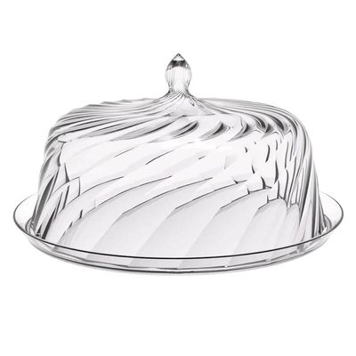 Kit 3 Porta Bolos Tortas Doces 25cm Transparente Glassy com Cúpula Crippa Hotel Padaria