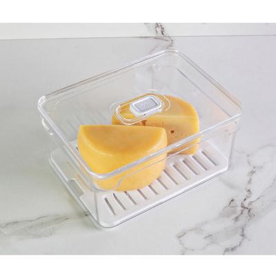 Kit 4 Organizadores De Geladeira Com Respiradouros E Drenagem 2,2L Organizadores Clear Fresh