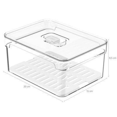Kit 4 Organizadores De Geladeira Com Respiradouros E Drenagem 2,2L Organizadores Clear Fresh