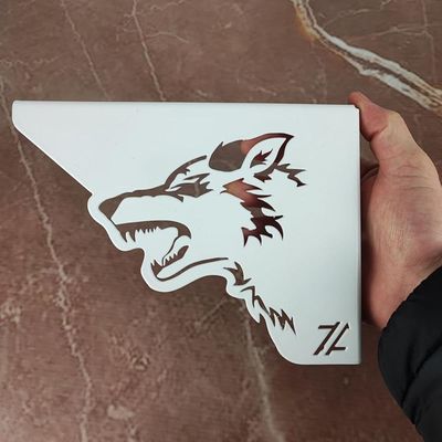Par Mãos Francesas Ornamentada Lobo Branco Aço 20cm Industrial Zarg