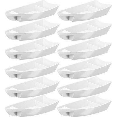 Kit 12 Barcas para Sushi Comida Japonesa Oriental Restaurante Bar Coza Plástico 27,5x13cm Brancas