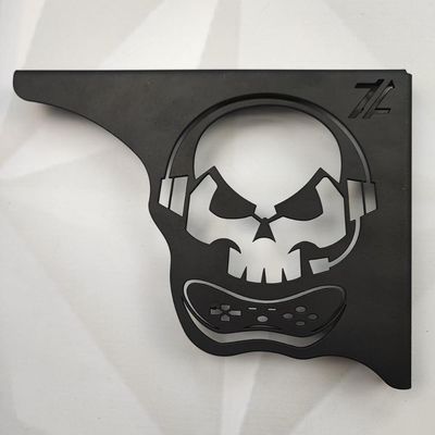 Mão Francesa Aço Preta 20cm Caveira Gamer Decorativa para Prateleira Zarg
