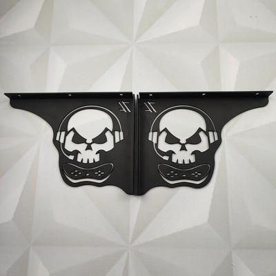 Mão Francesa Aço Preta 20cm Caveira Gamer Decorativa para Prateleira Zarg
