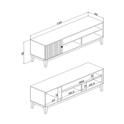 Rack com 1 Porta e 1 Prateleira para TV de até 55 Polegados MDP Mel Off White MB 1056