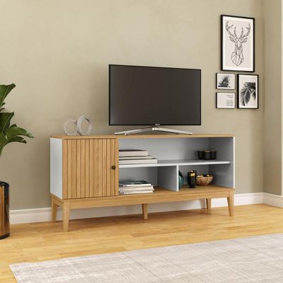 Rack com 1 Porta e 1 Prateleira para TV de até 55 Polegados MDP Mel Off White MB 1056