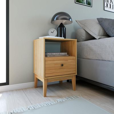 Mesa de Cabeceira com 1 Nicho e 1 Gaveta MDP Mel MB 1041 Movelbento