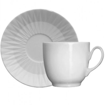 Jogo 6 Xícaras de Café em Porcelana Com Pires Germer Branca 75ml Cafezinho