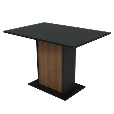 Conjunto Sala De Jantar Mesa Tampo De Vidro 4 Cadeiras Preto Rustic Martina Madesa
