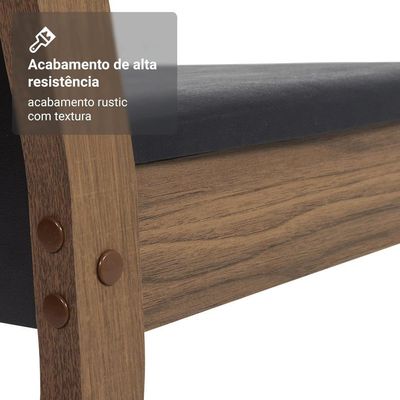Conjunto Sala De Jantar Mesa Tampo De Vidro 4 Cadeiras Rustic Preto Martina Madesa