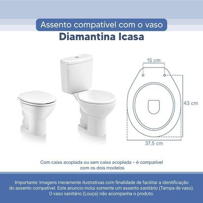 Tampa Vaso Sanitário Poliester Acrilico Diamantina Branco Para Bacia Icasa