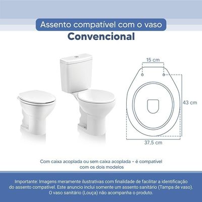 Tampa Vaso Sanitário Poliester Acrilico Oval Convencional Branco Para Bacia Celite