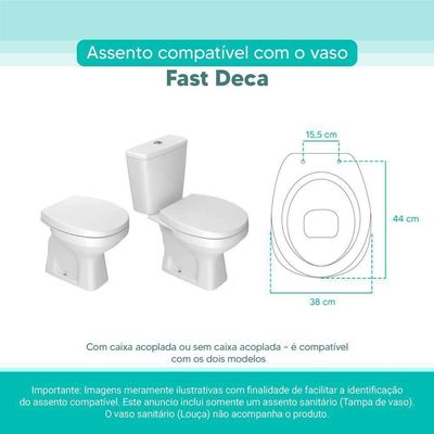 Tampa Vaso Sanitário Madeira Laqueada Fast Branco Para Bacia Deca