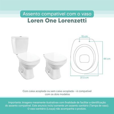Tampa Vaso Sanitário Madeira Laqueada Loren One Branco Para Bacia Lorenzetti