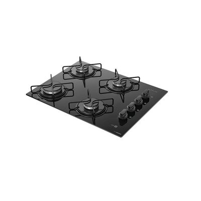 Cooktop 4 Bocas Preto Mesa De Vidro Atlas Agile Up Mega Chama Bivolt