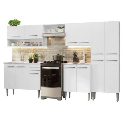 Armário De Cozinha Completa 293cm Branco Emilly Madesa 09