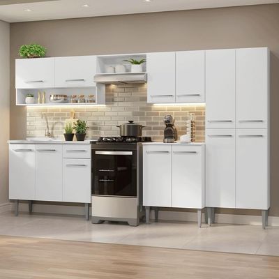 Armário De Cozinha Completa 293cm Branco Emilly Madesa 09