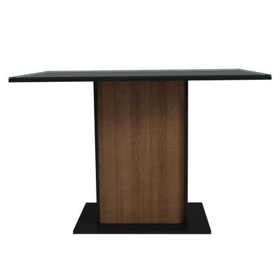 Mesa De Jantar Retangular Com Tampo De Vidro Preto Rustic 5329 Madesa Preto Rustic