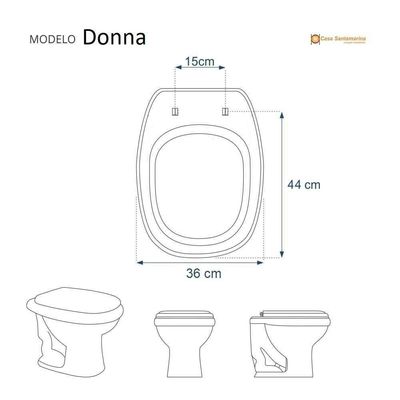 Tampa De Vaso Sanitário Donna Cinza Escuro Para Louça Santamarina