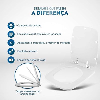 Tampa De Vaso Sanitario Com Amortecedor Boss Matte Black Preto Fosco Para Bacia Incepa