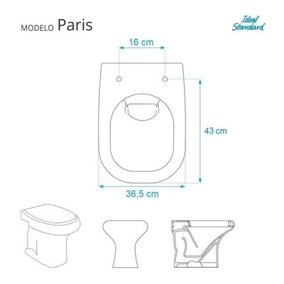 Tampa De Vaso Paris Sterling Silver (cinza Claro) Para Bacia Ideal Standart