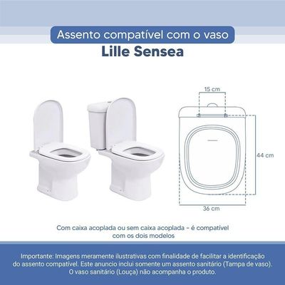 Tampa Vaso Sanitário Poliester Acrilico Lille Branco Para Bacia Sensea