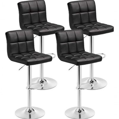 Kit 4 Banquetas Alta Cozinha Bar Balcão Bancada Americana Giratória Gomos Pu Preta