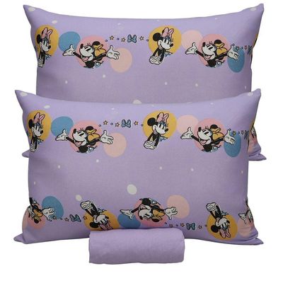 Jogo De Cama Portallar Casal Malha 100% Algodão Disney Minnie Feliz 3 Peças Lavanda