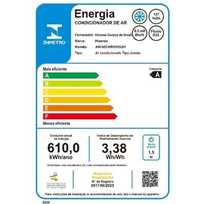 Ar Condicionado Janela Hisense 12000 Btus Frio AW-12CR2RWGU00 220V
