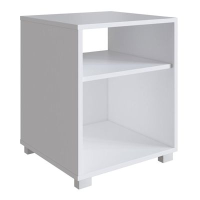 Mesa de Cabeceira Siena Branco com Prateleira e Nicho