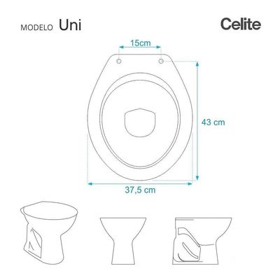 Tampa De Vaso Sanitário Almofadado Uni Branco Para Bacia Celite