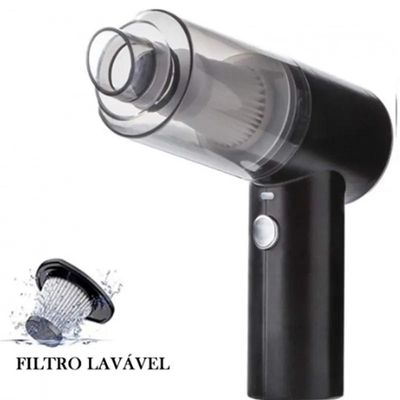 Mini Aspirador De Pó Sem Fio Portátil Para Carro Casa Preto Carregamento Via USB