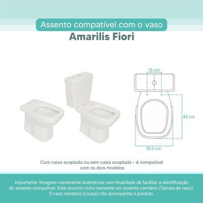 Tampa Vaso Sanitário Madeira Laqueada Amarilis Branco Para Bacia Fiori