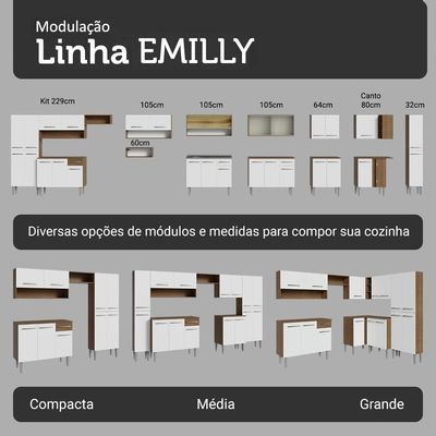 Armário De Cozinha Completa 293cm RusticEmilly Madesa 01