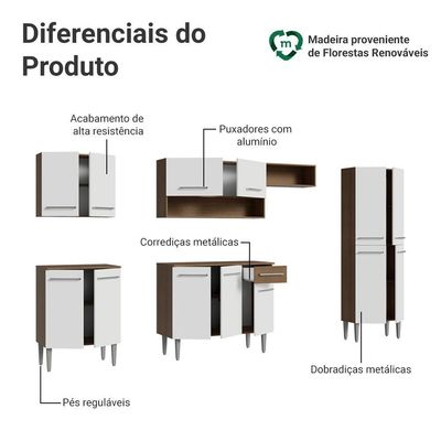Armário De Cozinha Completa 293cm RusticEmilly Madesa 01