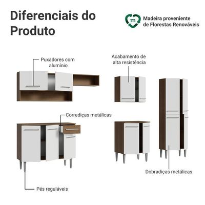 Armário De Cozinha Completa 293cm Emilly Madesa 09