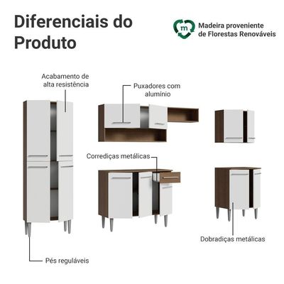 Armário De Cozinha Completa 293cm Rustic  Emilly Madesa 02