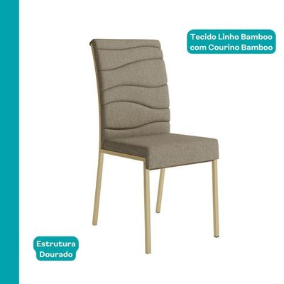 Conjunto Sala De Jantar 4 Cadeiras Servian Carraro Carvalho Dourado