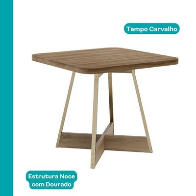 Conjunto Sala De Jantar 4 Cadeiras Servian Carraro Carvalho Dourado