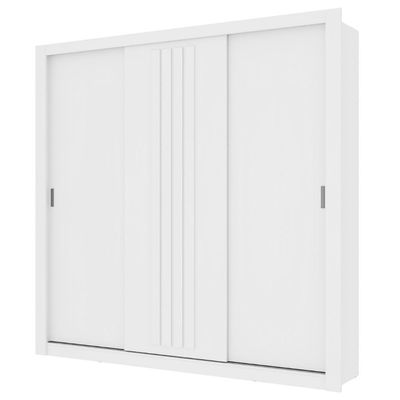Guarda Roupa Casal 3 Portas Doha 2 Gavetas Carraro Ripado Branco
