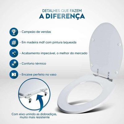 Tampa De Vaso Em Mdf Victoria Branco Para Bacia Ideal Standard