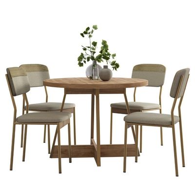 Conjunto Sala De Jantar 4 Cadeiras Belgravia Carraro Carvalho Dourado