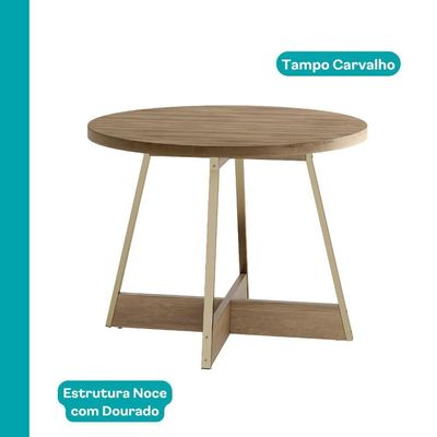 Conjunto Sala De Jantar 4 Cadeiras Belgravia Carraro Carvalho Dourado