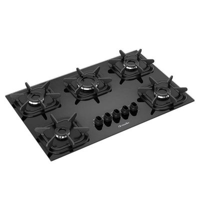 Cooktop G4 Mueller 5 Bocas a Gás Vidro Temperado Preto Bivolt