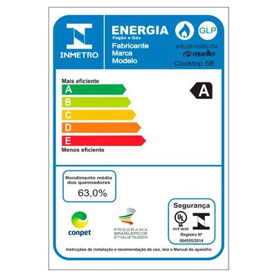 Cooktop G4 Mueller 5 Bocas a Gás Vidro Temperado Preto Bivolt