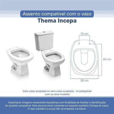 Tampa Vaso Sanitário Poliester Acrilico Thema Branco Para Bacia Incepa
